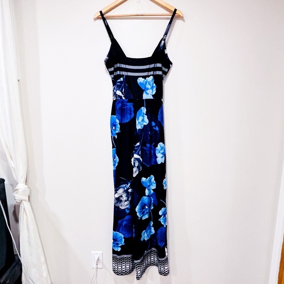 VENUS | Black & blue floral wrap jumpsuit | Soft drape style | Small * - Picture 2 of 9